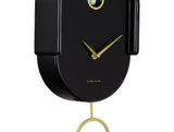 Detail of the black Tweet clock gold bird pendulum