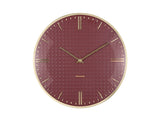 Karlsson Riqueza wall clock in burgundy red with gold frame, 35cm