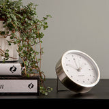 Karlsson Tinge Alarm Clock — Brushed Steel, Silent, 9cm (White/Black)