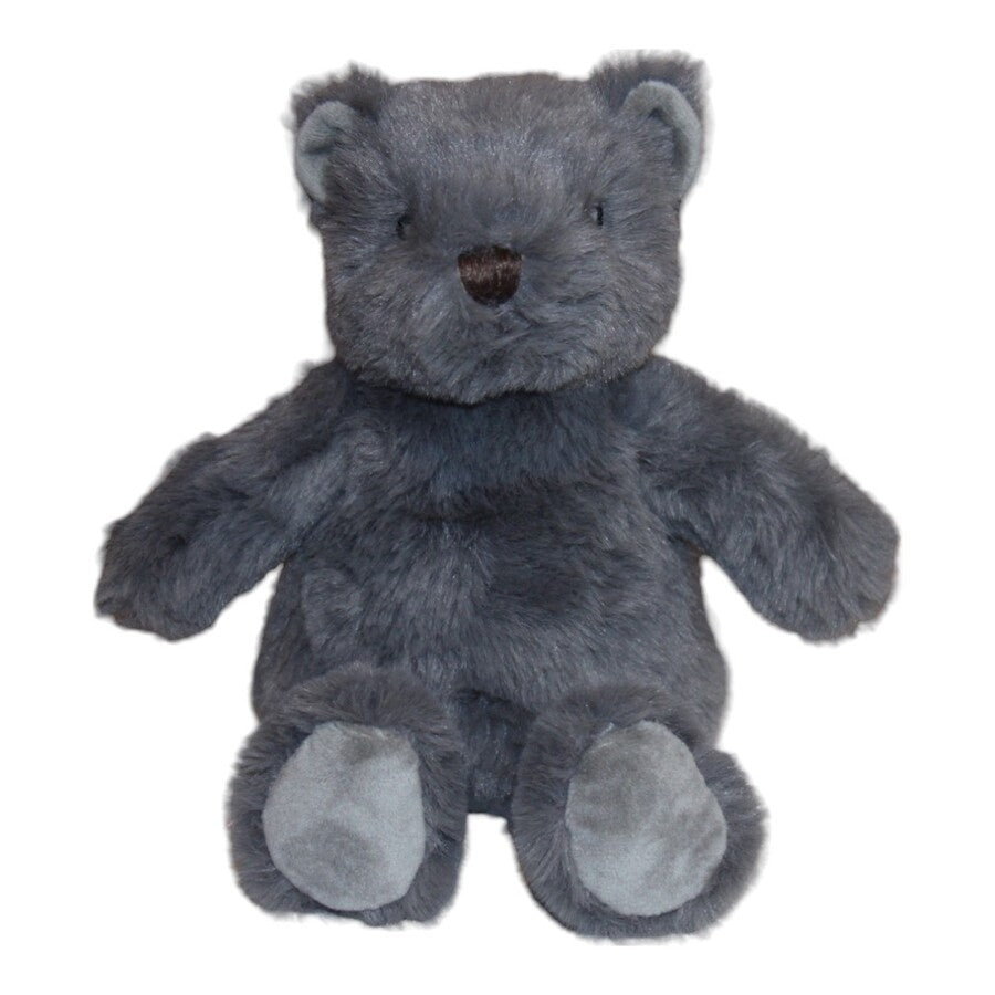 Littlefoot Bear soft toy in charcoal grey, seated, on a plain white background