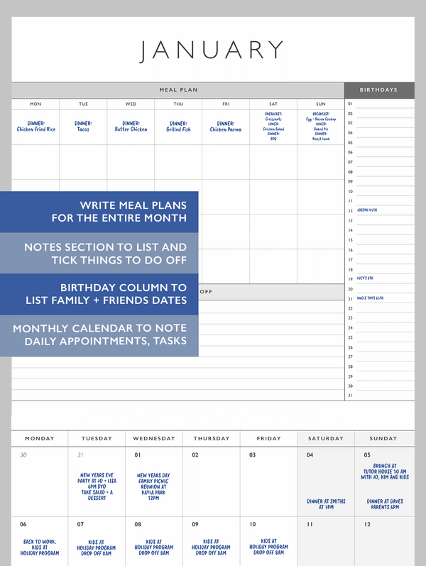 2025 Linen Planner & Calendar. Indigo