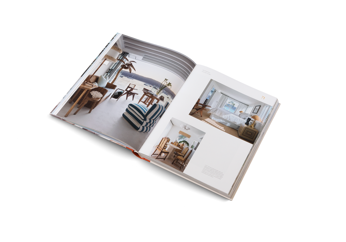 Life's a Beach page spread showing a Mediterranean home
