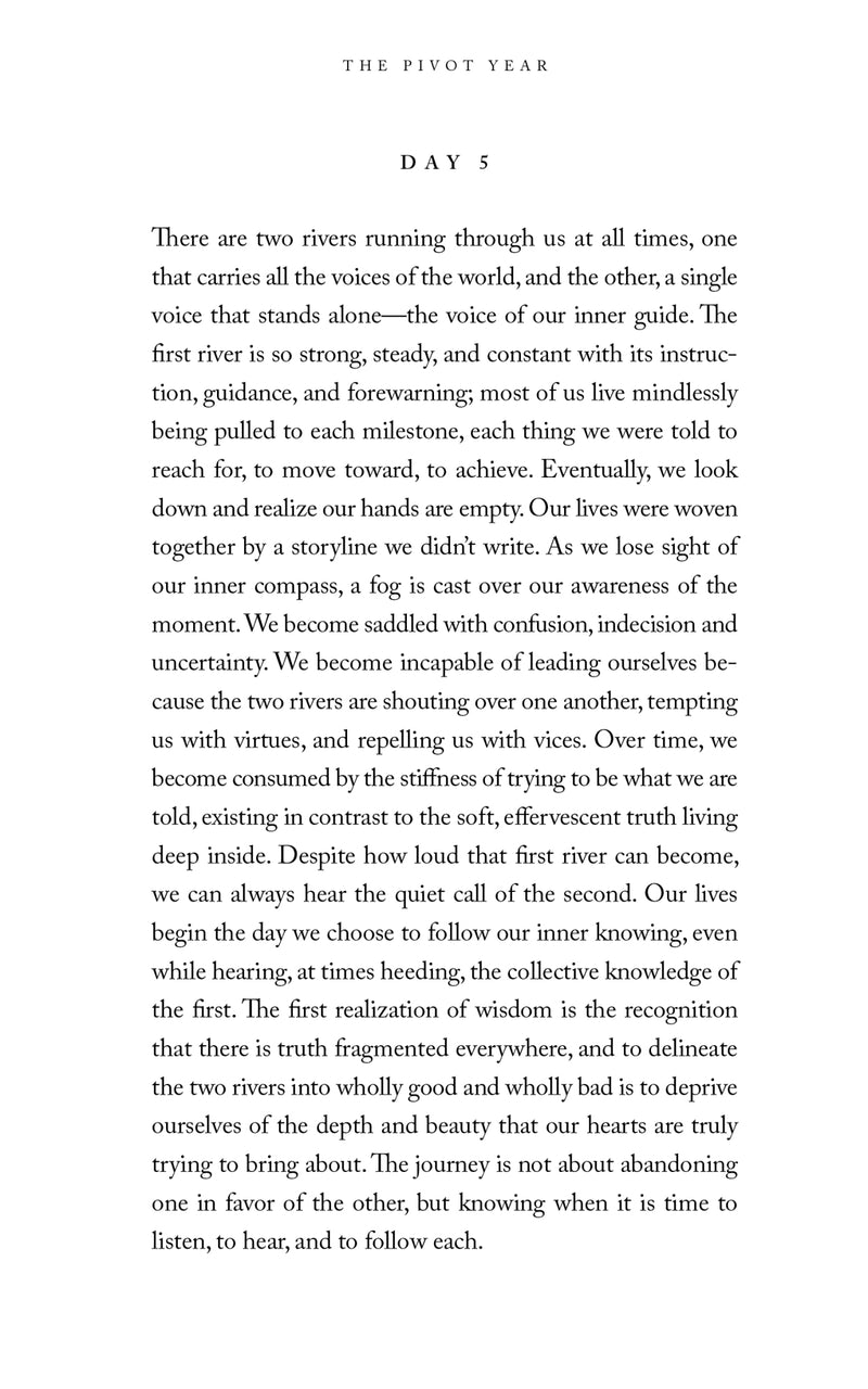 The first page of "The Pivot Year - Brianna Wiest" by Thought Catalog with text on it.