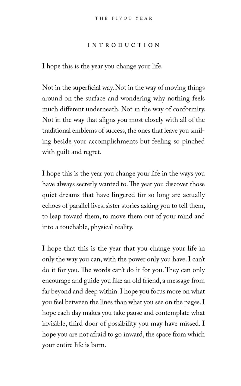 The first page of The Pivot Year - Brianna Wiest from Thought Catalog.