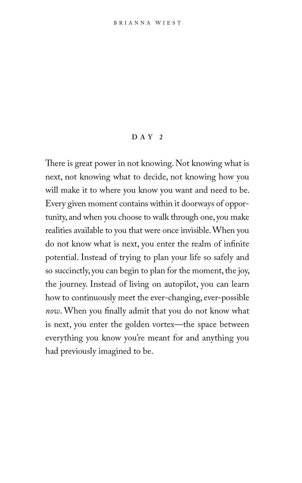 Page of The Pivot Year printed with a short reflective quote