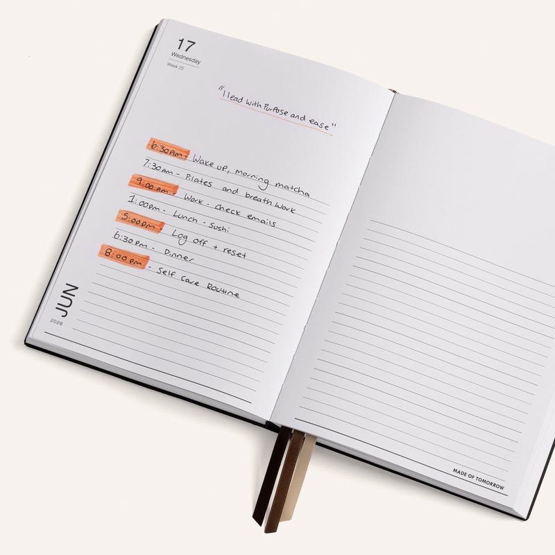 Made of Tomorrow 2026 A5 Daily Diary - Faux Leather | Onyx
