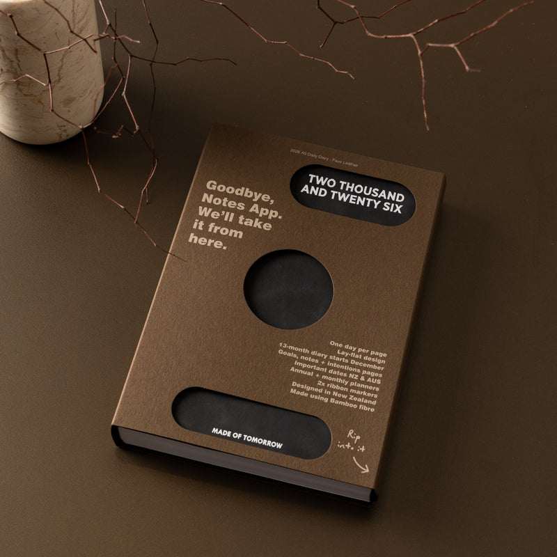 Made of Tomorrow 2026 A5 Daily Diary - Faux Leather | Onyx