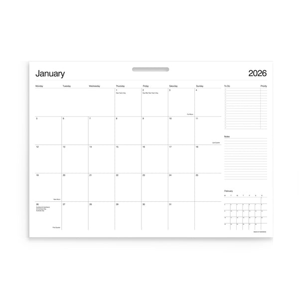 Made of Tomorrow 2026 Monthly Planner – Wall Calendar with NZ/AUS Dates