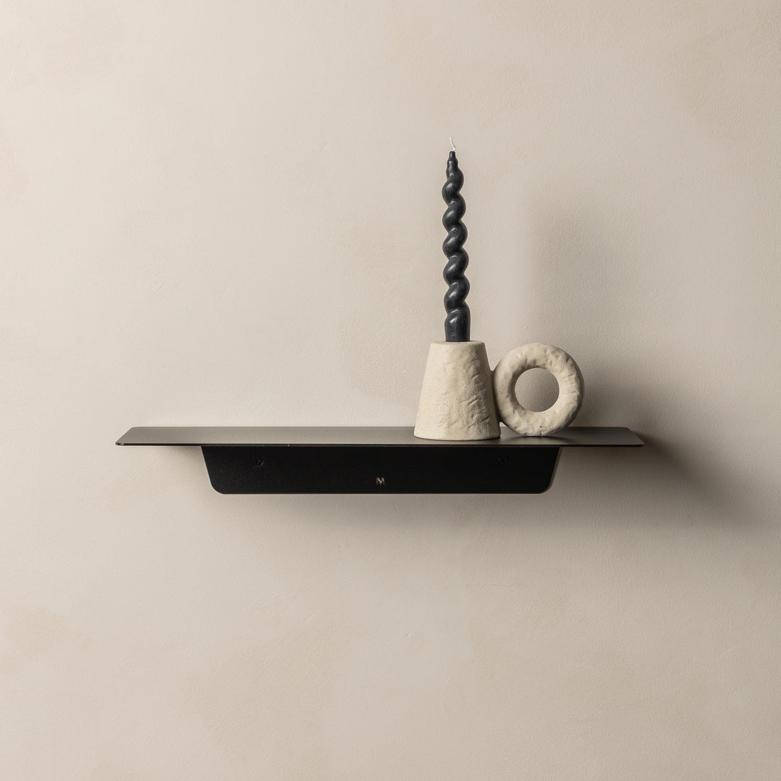 FOLD Ledge 450mm Black styled on a wall by Made of Tomorrow