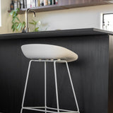 Malli Bar Stool – PU Seat with Steel Legs, Black or White