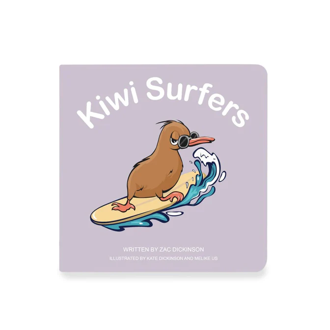 ‘Kiwi Surfers’ Board Book from As We Are Illustration (15×15 cm)