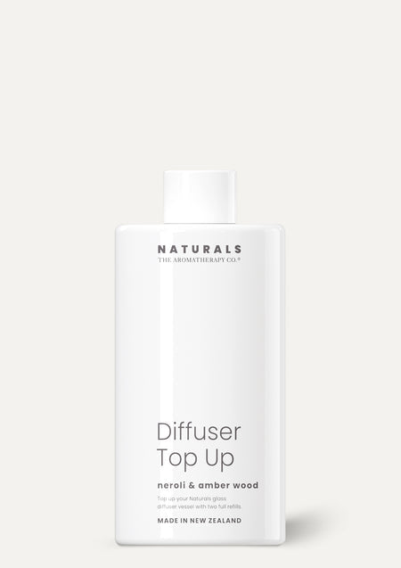 Naturals Neroli and Amber Wood diffuser top up bottle in white