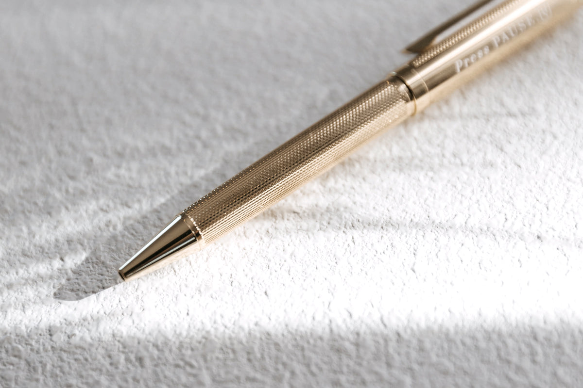 ‘Press Pause’ Gold Luxe Pen from Olive + Page