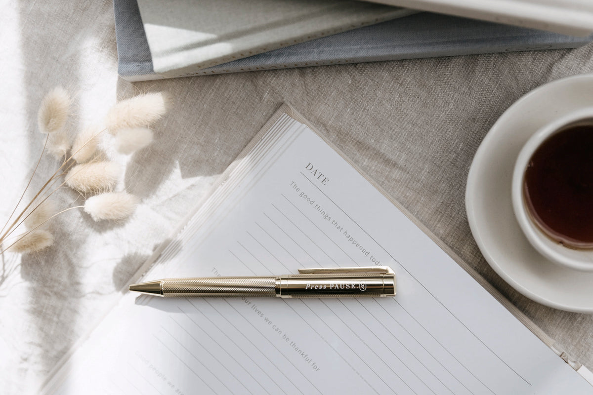 ‘Press Pause’ Gold Luxe Pen from Olive + Page
