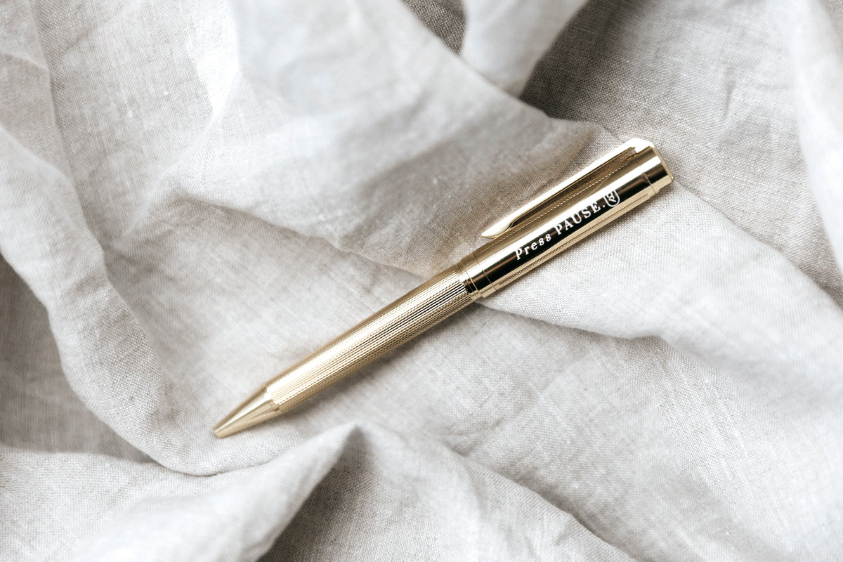 ‘Press Pause’ Gold Luxe Pen from Olive + Page
