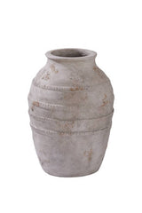 Small Pienza terracotta jar in weathered greywash finish, 32.5 x 29cm