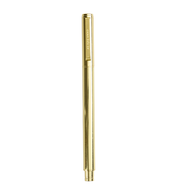 Emma Kate Co Metal Rollerball Pen in Golden, refillable pen