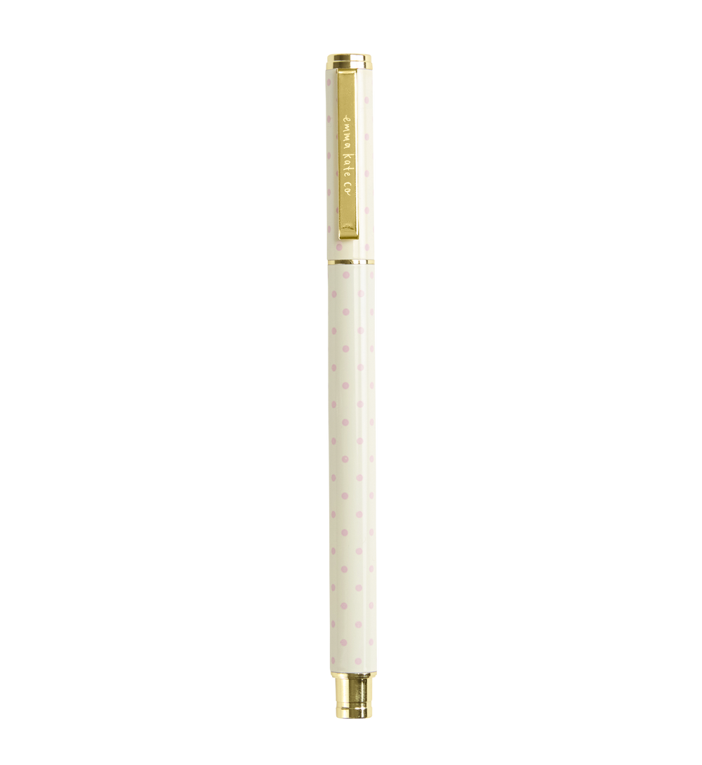 Emma Kate Co Metal Rollerball Pen in Tutu, gold hardware refillable pen