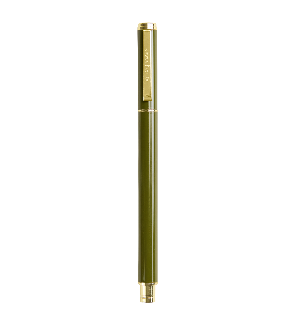 Emma Kate Co Metal Rollerball Pen in Wild, gold hardware refillable pen