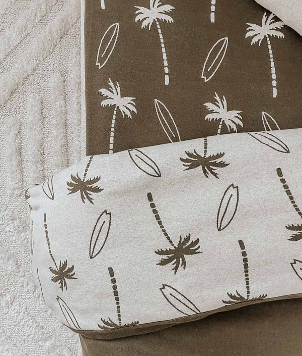A JERSEY COTTON SHEET - SURFING PALM by Bengali Collections.