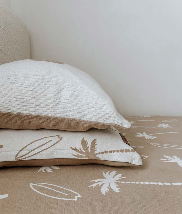 PILLOWCASE - SURFING PALM - Olive/Natural