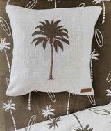 A JERSEY COTTON SHEET - SURFING PALM with a palm tree on it from Bengali Collections.