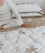 Reversible Quilt - SURFING PALM - Natural / Olive