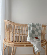 JERSEY COTTON SWADDLE WRAP - SAGE GINGHAM