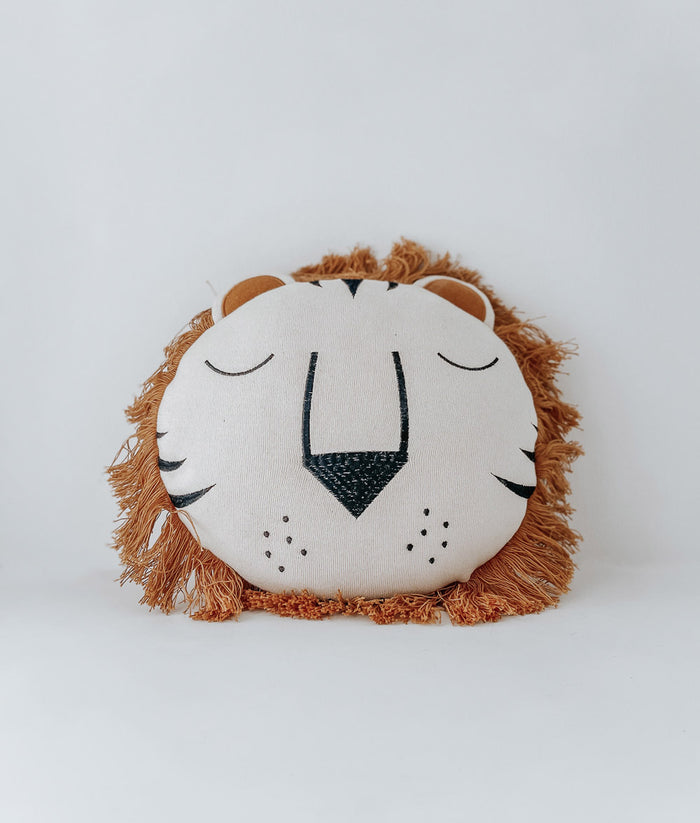 A LION CUSHION with a tiger face on it. Brand: Bengali Collections