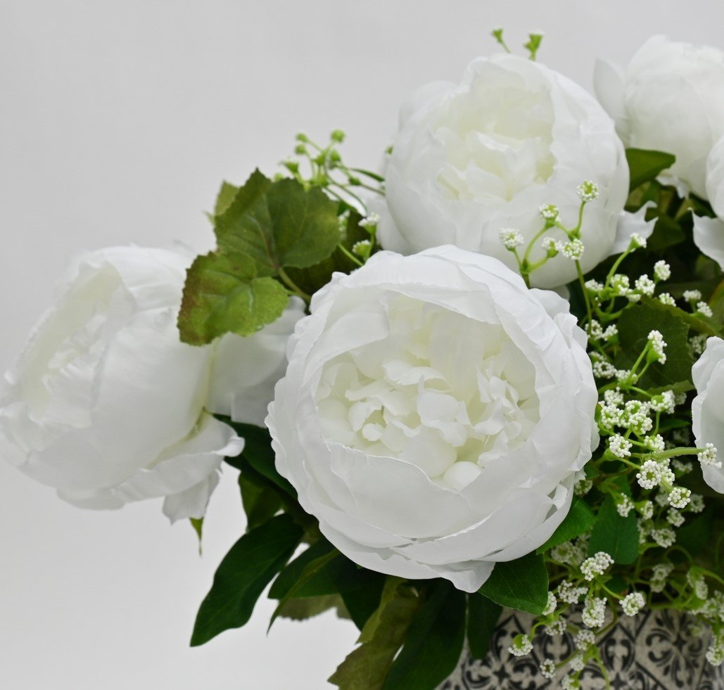 Duchess Peony Stem, White 57cm Faux Flower