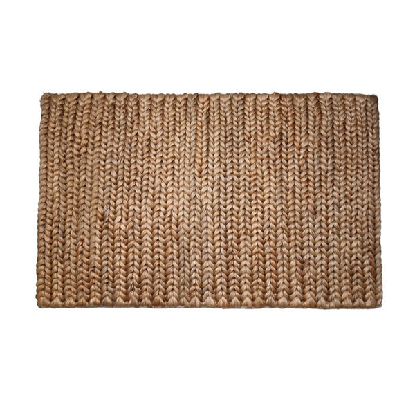 A Garcia Home hand-woven Jute Mat Thick Tail Brown 60x90 on a white background.