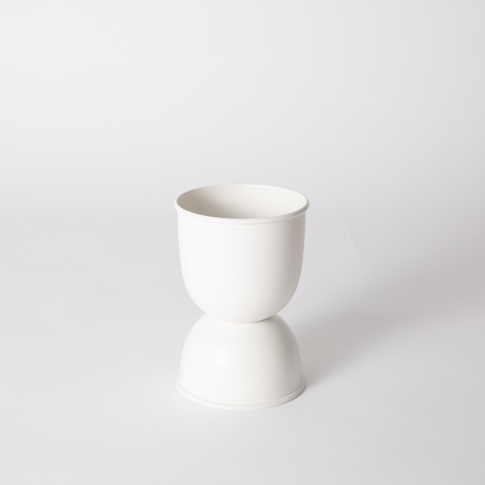 Small white Domes planter on a white background
