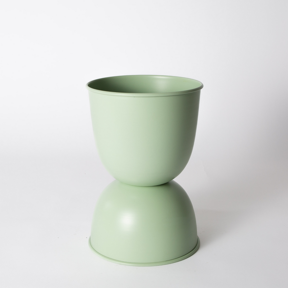 Sage green Domes planter on a white background