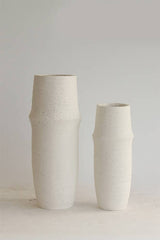 Soraya tapered ceramic vase in chalk, small and large sizes shown together