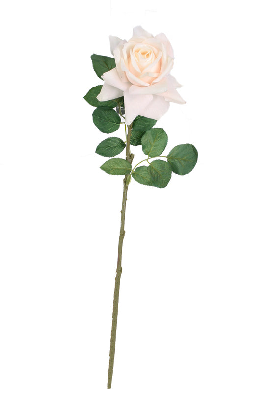 Aida Real Touch Rose, White & Peach 65cm Faux Stem