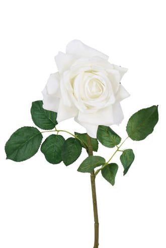Aida Real Touch Rose, White & Peach 65cm Faux Stem