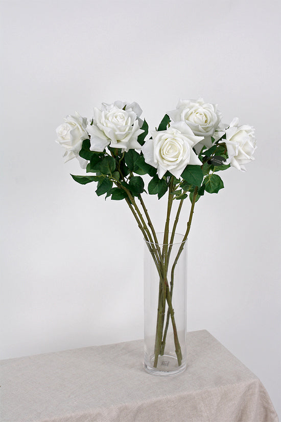 Aida Real Touch Rose, White & Peach 65cm Faux Stem