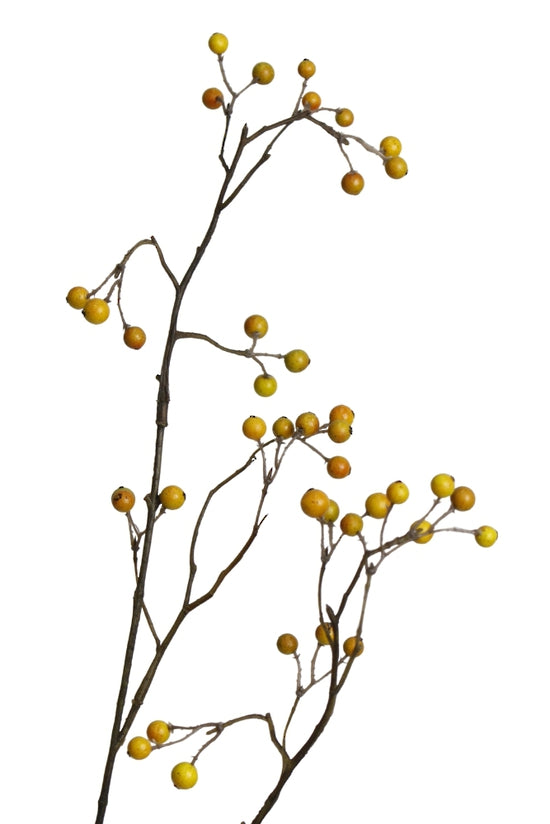 Long Berry Branch, Green & Brown 94cm Faux Stem