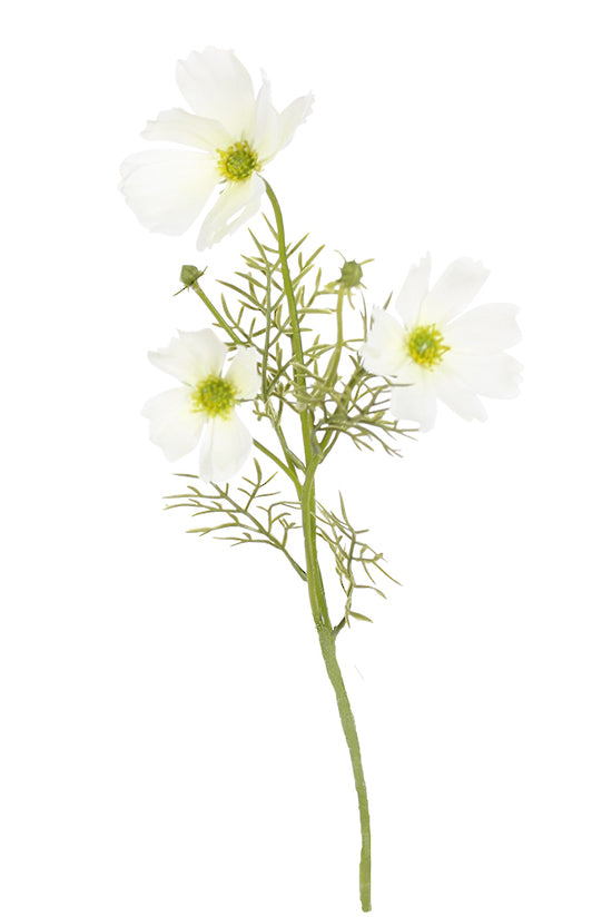 White Faux Cosmos Spray 51cm – Artificial Flower Stem