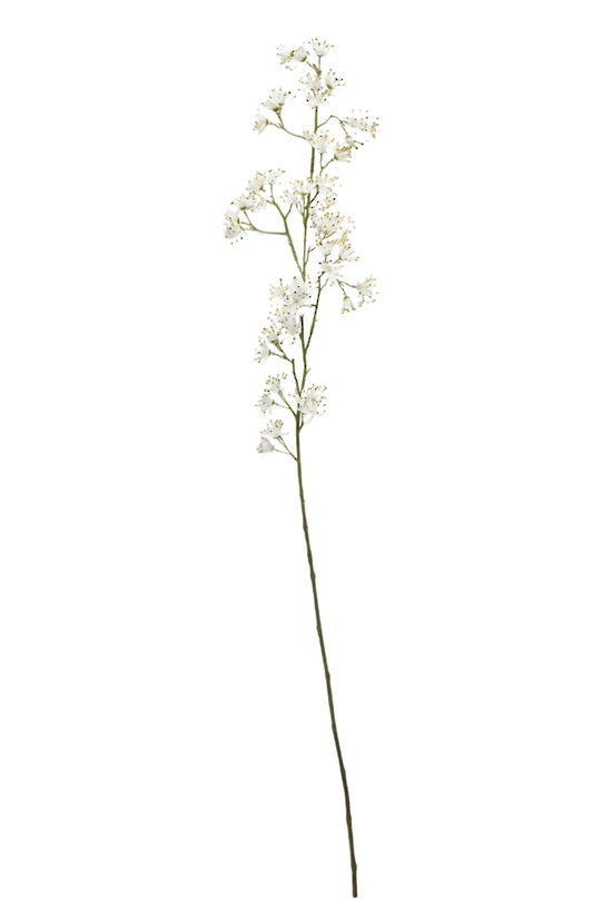 Hawthorn Blossom Spray, White Tall Faux Stem