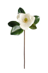 Southern Magnolia Spray 60 cm — White Faux Bloom with Lifelike Leaves