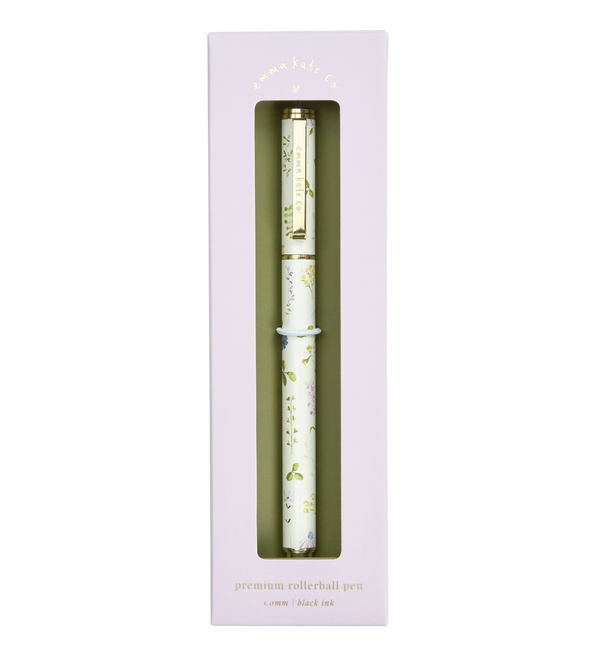 Emma Kate Co Metal Rollerball Pen in Garden Party presented in luxe gift box