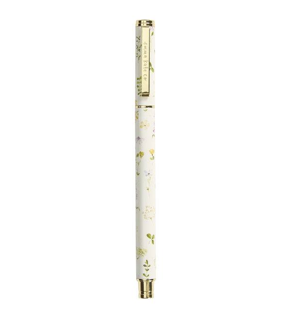 Emma Kate Co Metal Rollerball Pen in Garden Party, gold hardware refillable pen