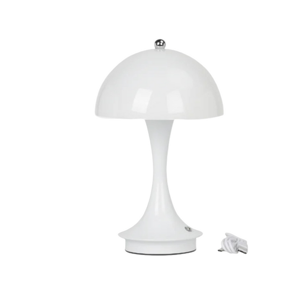 White table lamp with power cord on a white background