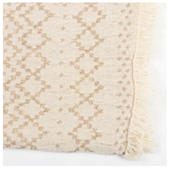 Cream Linen Cotton Blend Hunter Throw Blanket 130x178cm