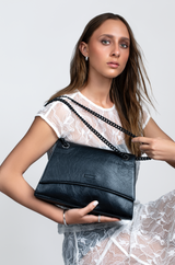 Forever Bag Black Genuine NZ Leather Chain Shoulder Bag | Federation