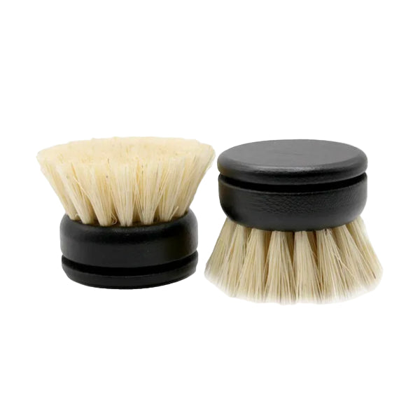 Two replacement dish brush heads with sisal bristles on a white background