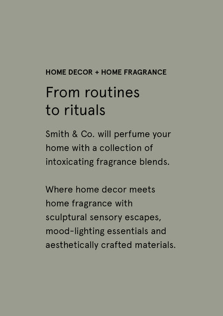 Smith & Co. brand card reading From routines to rituals on a sage grey background