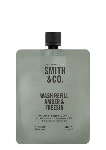 Smith & Co. Amber & Freesia hand and body wash refill pouch in sage green