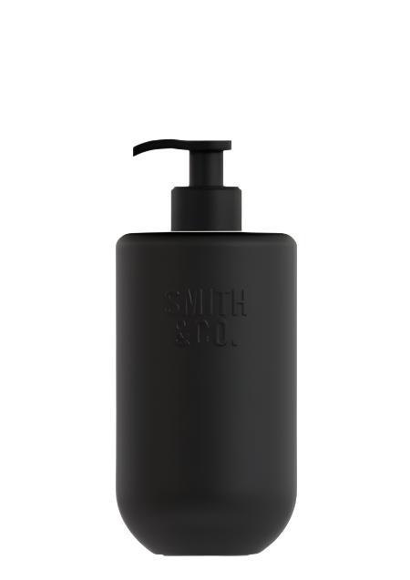 Smith & Co. Tabac & Cedarwood Hand & Body Lotion in a matte black 400ml pump bottle on white